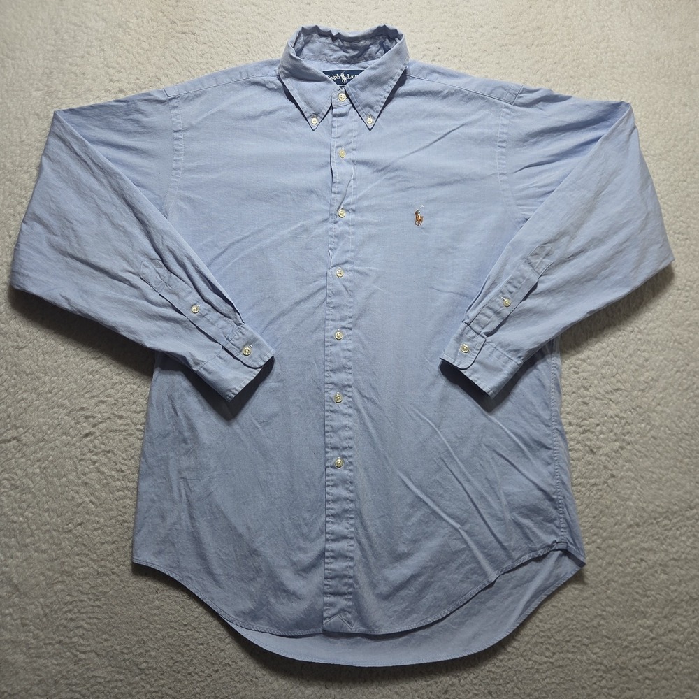 Vintage Polo Ralph Lauren Yarmouth Oxford Blue Shirt Men XL 16/34 Flesh Pony
